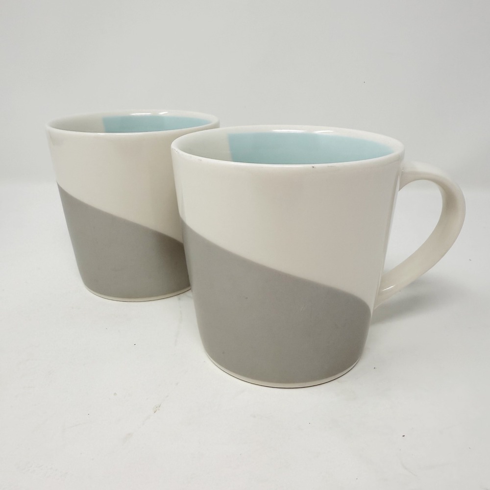 Starbucks 2005 Art Deco Gray Blue Pastel Curve 12 oz Coffee Mugs‎ - Picture 4 of 9
